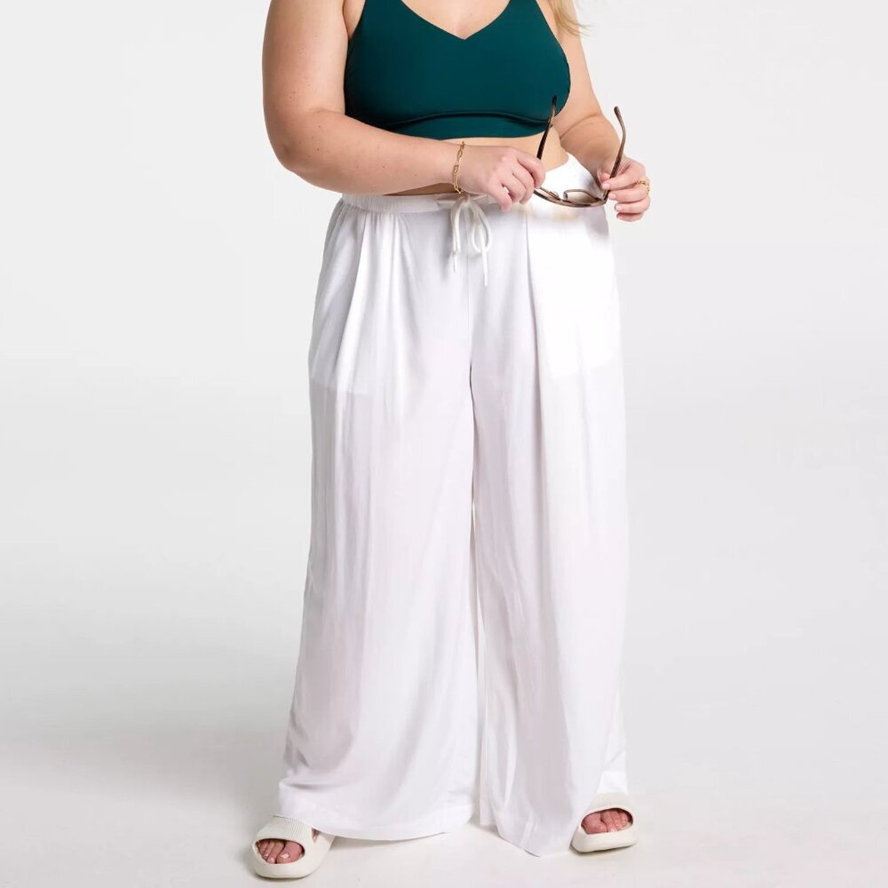 CALIA NWT Swim Cover Up Pants XXL Pleated Wide Leg Beach Resort Lounge